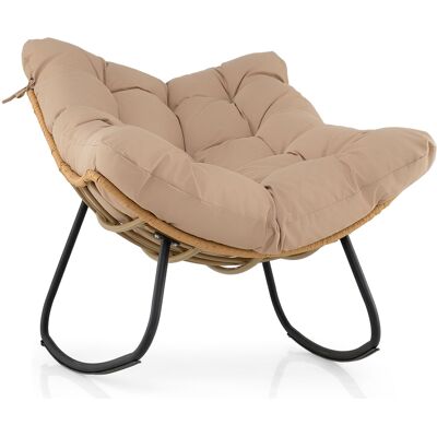 CostwayFauteuil à Bascule Large Fauteuil de Jardin en Rotin PE Tressé avec Cadre en Métal Coussin Épais Chaise de Relaxation Charge 140 kg Beige - Publicité CostwayFauteuil à Bascule Large Fauteuil de Jardin en Rotin PE Tressé avec Cadre en Métal Coussin Épais Chaise de Relaxation Charge 140 kg Beige - Publicité