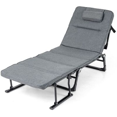 CostwayLit de Camp Pliable avec Matelas Amovible Fauteuil Convertible 3 en 1 Chaise Longue avec Dossier Réglable à 6 Positions Cadre en Métal Gris - Publicité CostwayLit de Camp Pliable avec Matelas Amovible Fauteuil Convertible 3 en 1 Chaise Longue avec Dossier Réglable à 6 Positions Cadre en Métal Gris - Publicité