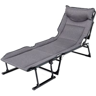 CostwayLit de Camping Pliable Fauteuil Convertible Chaise Longue avec Dossier Réglable à 6 Positions Coussin Intégré Cadre en Métal Gris - Publicité CostwayLit de Camping Pliable Fauteuil Convertible Chaise Longue avec Dossier Réglable à 6 Positions Coussin Intégré Cadre en Métal Gris - Publicité
