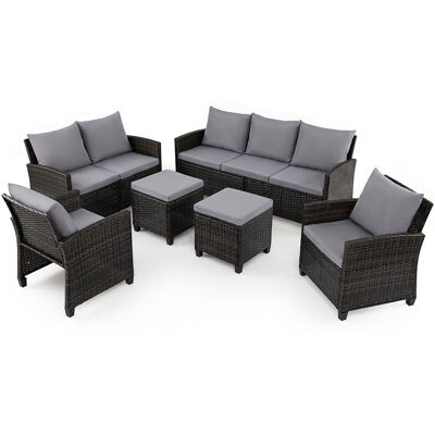 CostwaySalon de Jardin 6 Pièces en Rotin avec Canapé 3 Places Canapé 2 Places 2 Fauteuils 2 Poufs Polyvalents Coussins Amovibles Gris - Publicité CostwaySalon de Jardin 6 Pièces en Rotin avec Canapé 3 Places Canapé 2 Places 2 Fauteuils 2 Poufs Polyvalents Coussins Amovibles Gris - Publicité