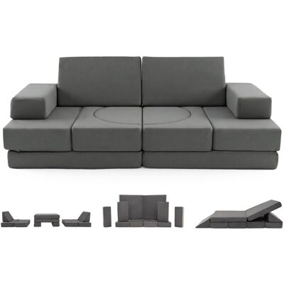 CostwayCanapé Modulable pour Enfants 12 Pièces Canapé Sectionnel Convertible avec Housses Lavables Rembourrage en Mousse Haute Densité Gris Foncé - Publicité CostwayCanapé Modulable pour Enfants 12 Pièces Canapé Sectionnel Convertible avec Housses Lavables Rembourrage en Mousse Haute Densité Gris Foncé - Publicité