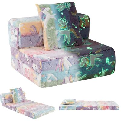 CostwayCanapé pour Enfants Phosphorescent 3-en-1 avec Housses Zippées Lavables et Coussin Supplémentaire Motifs Adorables Licorne Multicolore - Publicité CostwayCanapé pour Enfants Phosphorescent 3-en-1 avec Housses Zippées Lavables et Coussin Supplémentaire Motifs Adorables Licorne Multicolore - Publicité