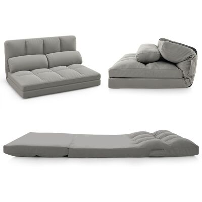 CostwayCanapé Lit Convertible en Velours Pliable Dossier Réglable à 6 Niveaux avec 2 Coussins Gris Clair - Publicité CostwayCanapé Lit Convertible en Velours Pliable Dossier Réglable à 6 Niveaux avec 2 Coussins Gris Clair - Publicité