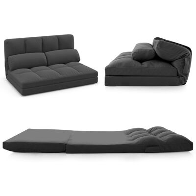 CostwayCanapé Lit Convertible en Velours Pliable Dossier Réglable à 6 Niveaux avec 2 Coussins Gris Foncé - Publicité CostwayCanapé Lit Convertible en Velours Pliable Dossier Réglable à 6 Niveaux avec 2 Coussins Gris Foncé - Publicité