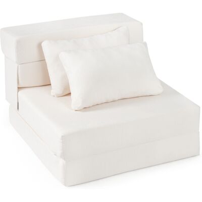 CostwayCanapé-Lit Pliant 3 en 1 Fauteuil Convertible avec 2 Coussins Canapé Futon Dépliant en Tissu Chenille Matelas de Sol Largeur 72cm Beige - Publicité CostwayCanapé-Lit Pliant 3 en 1 Fauteuil Convertible avec 2 Coussins Canapé Futon Dépliant en Tissu Chenille Matelas de Sol Largeur 72cm Beige - Publicité
