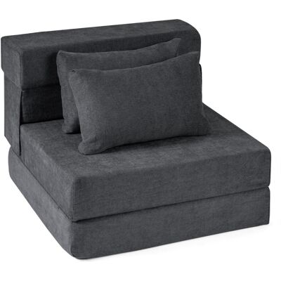 CostwayCanapé-Lit Pliant 3 en 1 Fauteuil Convertible avec 2 Coussins Canapé Futon Dépliant en Tissu Chenille Matelas de Sol Largeur 72cm Gris - Publicité CostwayCanapé-Lit Pliant 3 en 1 Fauteuil Convertible avec 2 Coussins Canapé Futon Dépliant en Tissu Chenille Matelas de Sol Largeur 72cm Gris - Publicité