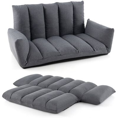 CostwayCanapé au Sol Pliable et Inclinable Siège Rembourré avec Dossier et Accoudoirs Réglables à 5 Positions Canapé Convertible Gris - Publicité CostwayCanapé au Sol Pliable et Inclinable Siège Rembourré avec Dossier et Accoudoirs Réglables à 5 Positions Canapé Convertible Gris - Publicité