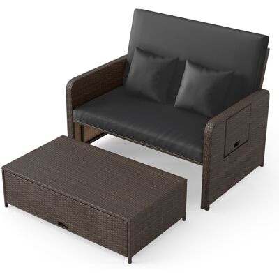 CostwayLit de Jardin en Rotin PE pour Patio Canapé Deux Places & Ottoman de Rangement avec Dossier Réglable sur 4 Positions Noir - Publicité CostwayLit de Jardin en Rotin PE pour Patio Canapé Deux Places & Ottoman de Rangement avec Dossier Réglable sur 4 Positions Noir - Publicité