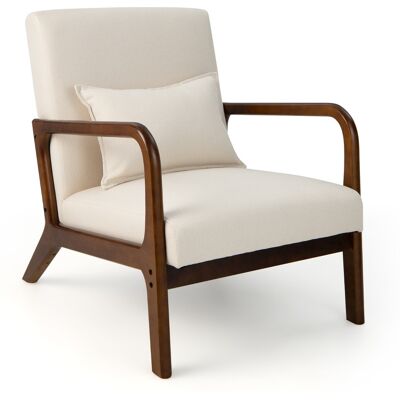 CostwayChaise d'Appoint Moderne en Bois de Caoutchouc Chaise de Loisirs avec Coussin Lombaire Patins Antidérapants Beige - Publicité CostwayChaise d'Appoint Moderne en Bois de Caoutchouc Chaise de Loisirs avec Coussin Lombaire Patins Antidérapants Beige - Publicité