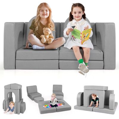 CostwayCanapé de Jeu Modulaire pour Enfants 8 Pièces Ensemble de Jeu Convertible en Mousse pour Grimper et Ramper Gris - Publicité CostwayCanapé de Jeu Modulaire pour Enfants 8 Pièces Ensemble de Jeu Convertible en Mousse pour Grimper et Ramper Gris - Publicité
