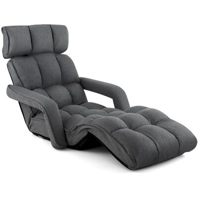 CostwayFauteuil Relax pour Salon Chaise de Sol Méridienne Dossier Réglable à 5 Angles avec Appui-tête et Repose-pieds Gris Foncé - Publicité CostwayFauteuil Relax pour Salon Chaise de Sol Méridienne Dossier Réglable à 5 Angles avec Appui-tête et Repose-pieds Gris Foncé - Publicité