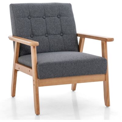 CostwayFauteuil d'Accent Moderne du Milieu du Siècle Fauteuil Rembourré Boutonné avec Tissu en Lin Respirant & Cadre en Bois Massif de Hévéa Gris - Publicité CostwayFauteuil d'Accent Moderne du Milieu du Siècle Fauteuil Rembourré Boutonné avec Tissu en Lin Respirant & Cadre en Bois Massif de Hévéa Gris - Publicité
