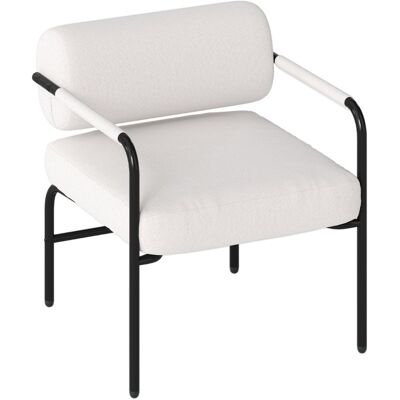 CostwayFauteuil de Loisirs Moderne Fauteuil d'Appoint Rembourré en Velours avec Dossier Cylindrique et Accoudoirs en Métal Blanc - Publicité CostwayFauteuil de Loisirs Moderne Fauteuil d'Appoint Rembourré en Velours avec Dossier Cylindrique et Accoudoirs en Métal Blanc - Publicité