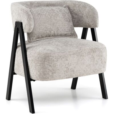 CostwayFauteuil d'Appoint Tonneau Fauteuil Rembourré en Fausse Fourrure de Lapin avec Coussin Lombaire et Pieds en Métal Canapé de Lecture Gris - Publicité CostwayFauteuil d'Appoint Tonneau Fauteuil Rembourré en Fausse Fourrure de Lapin avec Coussin Lombaire et Pieds en Métal Canapé de Lecture Gris - Publicité