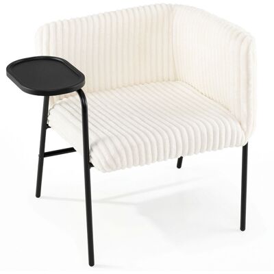 CostwayFauteuil d'Appoint Moderne avec Tablette Fauteuil de Salon Rembourré en Velours Côtelé avec Cadre en Métal et Coussin en Mousse Blanc - Publicité CostwayFauteuil d'Appoint Moderne avec Tablette Fauteuil de Salon Rembourré en Velours Côtelé avec Cadre en Métal et Coussin en Mousse Blanc - Publicité