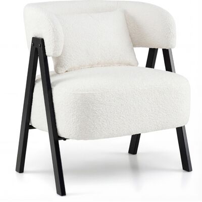 CostwayFauteuil d'Appoint Tonneau Fauteuil Rembourré en Fausse Fourrure de Lapin avec Coussin Lombaire et Pieds en Métal Canapé de Lecture Blanc - Publicité CostwayFauteuil d'Appoint Tonneau Fauteuil Rembourré en Fausse Fourrure de Lapin avec Coussin Lombaire et Pieds en Métal Canapé de Lecture Blanc - Publicité