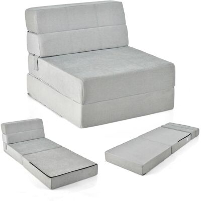 CostwayMatelas Lit Fauteuil Pliable Futon Convertible en Mousse Haute Densité de 15 cm Chauffeuse avec Housse Amovible et Lavable Gris - Publicité CostwayMatelas Lit Fauteuil Pliable Futon Convertible en Mousse Haute Densité de 15 cm Chauffeuse avec Housse Amovible et Lavable Gris - Publicité