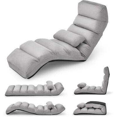 CostwayFauteuil Relax Pliable Réglable sur 5 Positions en Faux Daim Chaise de Sol pour Salon, Mobilier de Bureau Chambre Gris - Publicité CostwayFauteuil Relax Pliable Réglable sur 5 Positions en Faux Daim Chaise de Sol pour Salon, Mobilier de Bureau Chambre Gris - Publicité