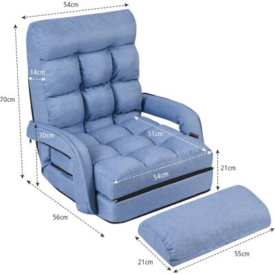 CostwayFauteuil Convertible Chauffeuse Convertible 1 Place avec Oreiller 5 Positions en Tissu Lin Éponge 54x56x70cm Bleu - Publicité CostwayFauteuil Convertible Chauffeuse Convertible 1 Place avec Oreiller 5 Positions en Tissu Lin Éponge 54x56x70cm Bleu - Publicité