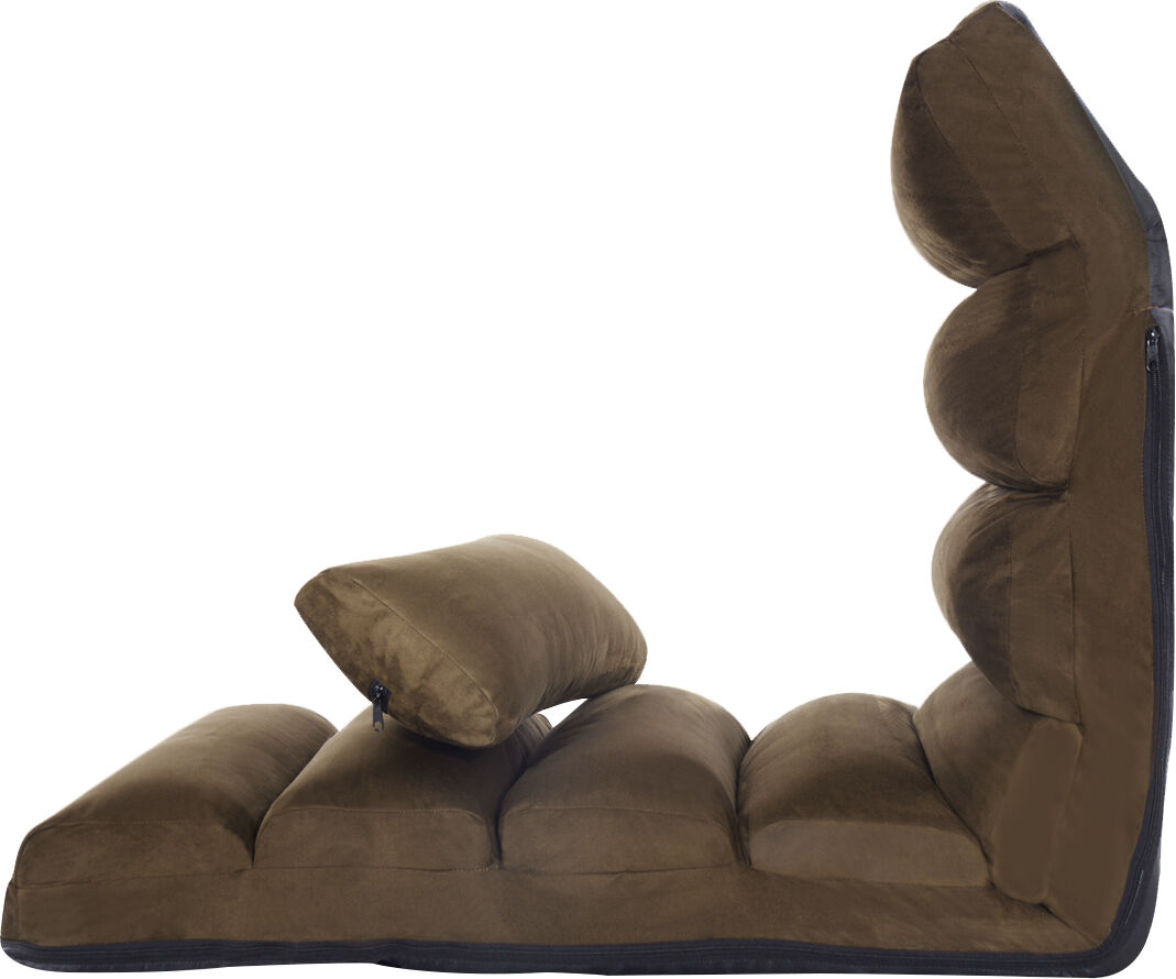 CostwayFauteuil Relax Pliable Réglable sur 5 Positions en Faux Daim Chaise de Sol pour Salon Mobilier de Bureau Chambre Marron