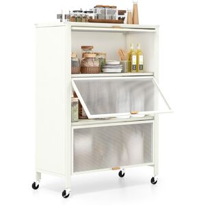 CostwayÉtagère de Cuisine à 4 Niveaux avec Portes Rabattables Support de Micro-ondes en Métal sur Roulettes Universelles Verrouillables Blanc - Publicité CostwayÉtagère de Cuisine à 4 Niveaux avec Portes Rabattables Support de Micro-ondes en Métal sur Roulettes Universelles Verrouillables Blanc - Publicité