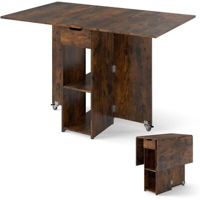 CostwayTable Pliante Cuisine pour 4 Personnes avec Tiroir 2 Etagères Design Extensible Rallonge Rabattable 42-120 x 72 x 75 cm Marron Rustique - Publicité CostwayTable Pliante Cuisine pour 4 Personnes avec Tiroir 2 Etagères Design Extensible Rallonge Rabattable 42-120 x 72 x 75 cm Marron Rustique - Publicité