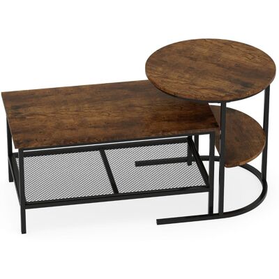 CostwayLot de 2 Tables Basses Gigognes Scandinaves Table d'Appoint Imprimée Marbre Repose-pieds Réglables Cadre en Métal Marron + Noir - Publicité CostwayLot de 2 Tables Basses Gigognes Scandinaves Table d'Appoint Imprimée Marbre Repose-pieds Réglables Cadre en Métal Marron + Noir - Publicité