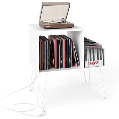 CostwaySupport pour Tourne-disque Prise de Courant Séparateur Table d'Appoint avec Pieds en Métal Jusqu'à 145 Albums Blanc - Publicité CostwaySupport pour Tourne-disque Prise de Courant Séparateur Table d'Appoint avec Pieds en Métal Jusqu'à 145 Albums Blanc - Publicité