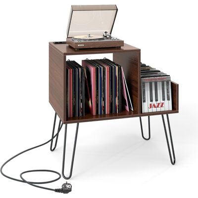 CostwaySupport pour Tourne-disque Prise de Courant Séparateur Table d'Appoint avec Pieds en Métal Jusqu'à 145 Albums Noyer - Publicité CostwaySupport pour Tourne-disque Prise de Courant Séparateur Table d'Appoint avec Pieds en Métal Jusqu'à 145 Albums Noyer - Publicité