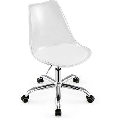 CostwayChaise de Bureau Transparente sans Accoudoirs avec Siège Pivotant et Coussin Chaise de Coiffeuse Roulante et Réglable en Hauteur - Publicité CostwayChaise de Bureau Transparente sans Accoudoirs avec Siège Pivotant et Coussin Chaise de Coiffeuse Roulante et Réglable en Hauteur - Publicité