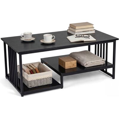 CostwayTable Basse Rectangulaire avec 2 Étagères de Rangement et Cadre Métallique Robuste Table d'Appoint Moderne 110 x 60 x 45 cm Noir - Publicité CostwayTable Basse Rectangulaire avec 2 Étagères de Rangement et Cadre Métallique Robuste Table d'Appoint Moderne 110 x 60 x 45 cm Noir - Publicité