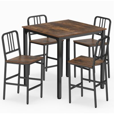 CostwayTable de Salle à Manger avec 4 Chaises Table Haute Cuisine et 4 Tabouret avec Cadre Métallique Mange Debout pour 4 Personnes Marron - Publicité CostwayTable de Salle à Manger avec 4 Chaises Table Haute Cuisine et 4 Tabouret avec Cadre Métallique Mange Debout pour 4 Personnes Marron - Publicité