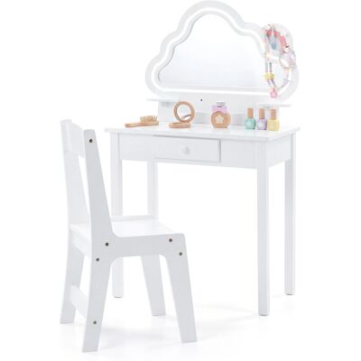 Costway2 en 1 Coiffeuse Enfant avec Miroir Forme Nuage Lumière LED & Chaise Table de Maquillage Princesse Transformable en Bureau pour 3-6 Ans Blanc - Publicité Costway2 en 1 Coiffeuse Enfant avec Miroir Forme Nuage Lumière LED & Chaise Table de Maquillage Princesse Transformable en Bureau pour 3-6 Ans Blanc - Publicité