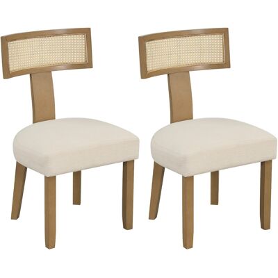 CostwayLot de 2 Chaises Salle à Manger en Bois Chaise avec Dossier Ergonomique en Rotin et Assise Rembourrée en Tissu Lin Charge 180 KG Beige - Publicité CostwayLot de 2 Chaises Salle à Manger en Bois Chaise avec Dossier Ergonomique en Rotin et Assise Rembourrée en Tissu Lin Charge 180 KG Beige - Publicité