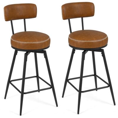 CostwayEnsemble de 2 Tabourets de Bar Pivotants Chaises de Bar Modernes avec Dossier Rembourré Repose-Pieds et Pieds en Métal Marron - Publicité CostwayEnsemble de 2 Tabourets de Bar Pivotants Chaises de Bar Modernes avec Dossier Rembourré Repose-Pieds et Pieds en Métal Marron - Publicité