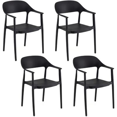 CostwayLot de 4 Chaises de Salle à Manger en Plastique Chaises Empilables avec Dossier Incurvé Accoudoirs Confortables Charge 150kg Noir - Publicité CostwayLot de 4 Chaises de Salle à Manger en Plastique Chaises Empilables avec Dossier Incurvé Accoudoirs Confortables Charge 150kg Noir - Publicité