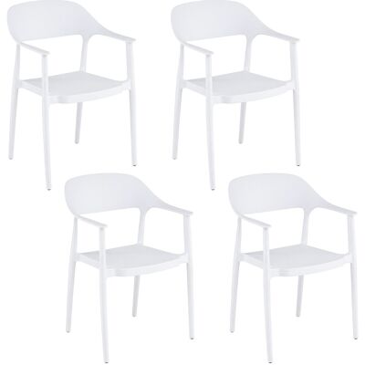 CostwayLot de 4 Chaises de Salle à Manger en Plastique Chaises Empilables avec Dossier Incurvé Accoudoirs Confortables Charge 150kg Blanc - Publicité CostwayLot de 4 Chaises de Salle à Manger en Plastique Chaises Empilables avec Dossier Incurvé Accoudoirs Confortables Charge 150kg Blanc - Publicité