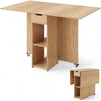 CostwayTable Pliante Cuisine pour 4 Personnes avec Tiroir 2 Etagères Design Extensible Rallonge Rabattable 42-120 x 72 x 75 cm Naturel - Publicité CostwayTable Pliante Cuisine pour 4 Personnes avec Tiroir 2 Etagères Design Extensible Rallonge Rabattable 42-120 x 72 x 75 cm Naturel - Publicité