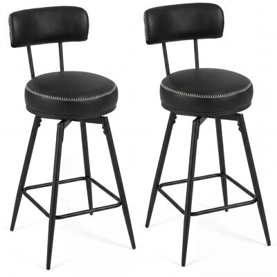 CostwayEnsemble de 2 Tabourets de Bar Pivotants Chaises de Bar Modernes avec Dossier Rembourré Repose-Pieds et Pieds en Métal Noir - Publicité CostwayEnsemble de 2 Tabourets de Bar Pivotants Chaises de Bar Modernes avec Dossier Rembourré Repose-Pieds et Pieds en Métal Noir - Publicité