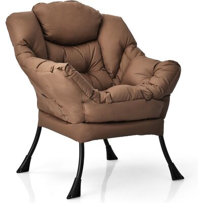 CostwayChaise Paresseuse Moderne en Tissu Polyester Chaise de Salon Contemporaine avec Cadre Métallique Fauteuil Simple Rembourré Café - Publicité CostwayChaise Paresseuse Moderne en Tissu Polyester Chaise de Salon Contemporaine avec Cadre Métallique Fauteuil Simple Rembourré Café - Publicité