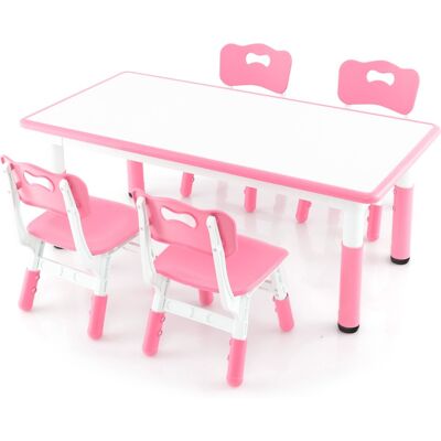 Costway - Kids Table and Chairs - Pink - 120x60 cm - Set - Publicité Costway - Kids Table and Chairs - Pink - 120x60 cm - Set - Publicité