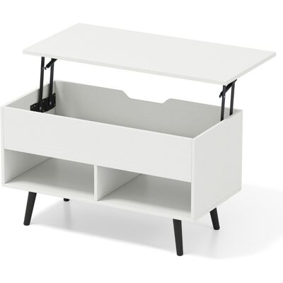 CostwayTable Basse Relevable avec 2 Compartiments et Rangement Caché Table de Salon à Pieds en Bois de Pin avec Levage Pneumatique Blanc - Publicité CostwayTable Basse Relevable avec 2 Compartiments et Rangement Caché Table de Salon à Pieds en Bois de Pin avec Levage Pneumatique Blanc - Publicité