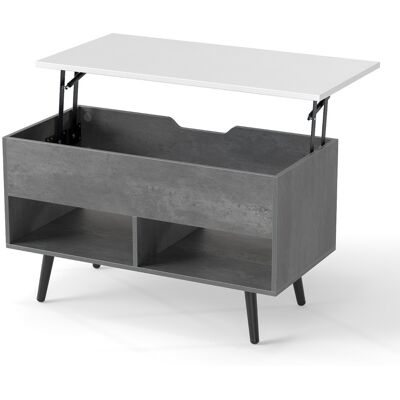 CostwayTable Basse Relevable avec 2 Compartiments et Rangement Caché Table de Salon à Pieds en Bois de Pin avec Levage Pneumatique Gris - Publicité CostwayTable Basse Relevable avec 2 Compartiments et Rangement Caché Table de Salon à Pieds en Bois de Pin avec Levage Pneumatique Gris - Publicité