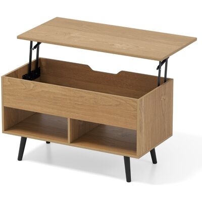 CostwayTable Basse Relevable avec 2 Compartiments et Rangement Caché Table Basse Salon à Pieds en Bois de Pin avec Levage Pneumatique Naturel - Publicité CostwayTable Basse Relevable avec 2 Compartiments et Rangement Caché Table Basse Salon à Pieds en Bois de Pin avec Levage Pneumatique Naturel - Publicité