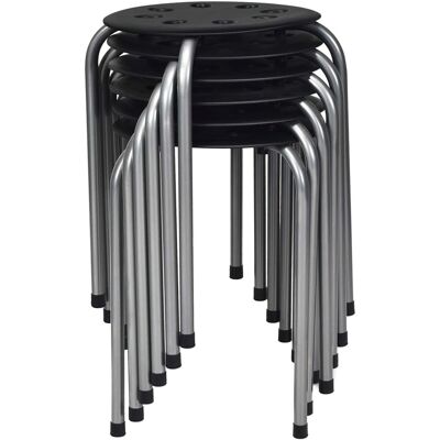 CostwayLot de 6 Tabourets Empilables Tabourets Légers sans Dossier avec Cadre en Métal & Siège en Plastique Tabourets Ronds Polyvalents Noir + Gris - Publicité CostwayLot de 6 Tabourets Empilables Tabourets Légers sans Dossier avec Cadre en Métal & Siège en Plastique Tabourets Ronds Polyvalents Noir + Gris - Publicité
