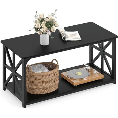 CostwayTable Basse de Salon à 2 Plateaux Table de Café avec Barres Renforcées Style Industriel Cadre en Métal Charge 100kg 109x50x48CM Noir - Publicité CostwayTable Basse de Salon à 2 Plateaux Table de Café avec Barres Renforcées Style Industriel Cadre en Métal Charge 100kg 109x50x48CM Noir - Publicité