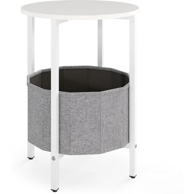 CostwayTable d Appoint Ronde pour Petit Espace Table d Appoint à 2 Niveaux avec Panier Amovible en Tissu Cadre en Métal Table Basse Blanc+Gris - Publicité CostwayTable d Appoint Ronde pour Petit Espace Table d Appoint à 2 Niveaux avec Panier Amovible en Tissu Cadre en Métal Table Basse Blanc+Gris - Publicité