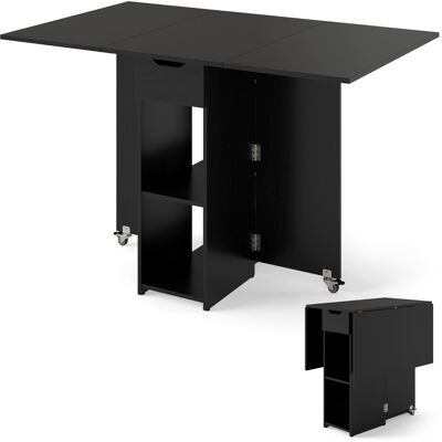 CostwayTable Pliante Cuisine pour 4 Personnes avec Tiroir 2 Etagères Design Extensible Rallonge Rabattable 42-120 x 72 x 75 cm Noir - Publicité CostwayTable Pliante Cuisine pour 4 Personnes avec Tiroir 2 Etagères Design Extensible Rallonge Rabattable 42-120 x 72 x 75 cm Noir - Publicité