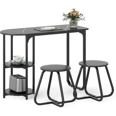 CostwayEnsemble de Salle à Manger Industriel 3 PCS Table de Cuisine en Bois et Métal & 2 Tabourets avec Étagères de Rangement Gain de Place Noir - Publicité CostwayEnsemble de Salle à Manger Industriel 3 PCS Table de Cuisine en Bois et Métal & 2 Tabourets avec Étagères de Rangement Gain de Place Noir - Publicité
