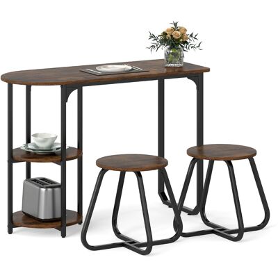CostwayEnsemble de Salle à Manger Industriel 3 PCS Table de Cuisine en Bois et Métal & 2 Tabourets avec Étagères de Rangement Gain de Place Brun - Publicité CostwayEnsemble de Salle à Manger Industriel 3 PCS Table de Cuisine en Bois et Métal & 2 Tabourets avec Étagères de Rangement Gain de Place Brun - Publicité